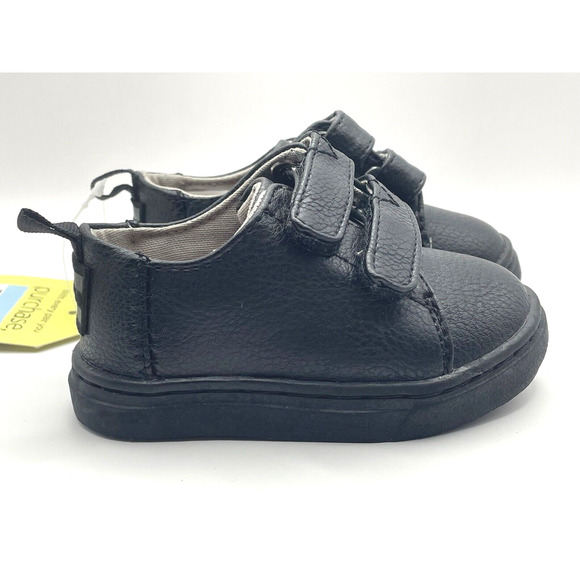 Toms Tiny Lenny Shoes Hook & Loop Closure Size 4 Black Synthetic Leather - Picture 1 of 8